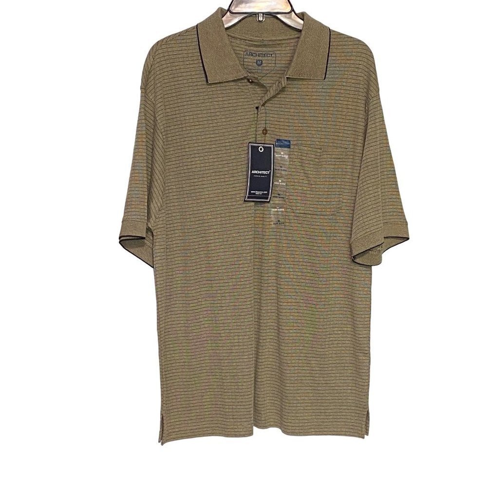 New‎ Men's Architect Tan & Black Short Sleeves Polo Top Size Medium